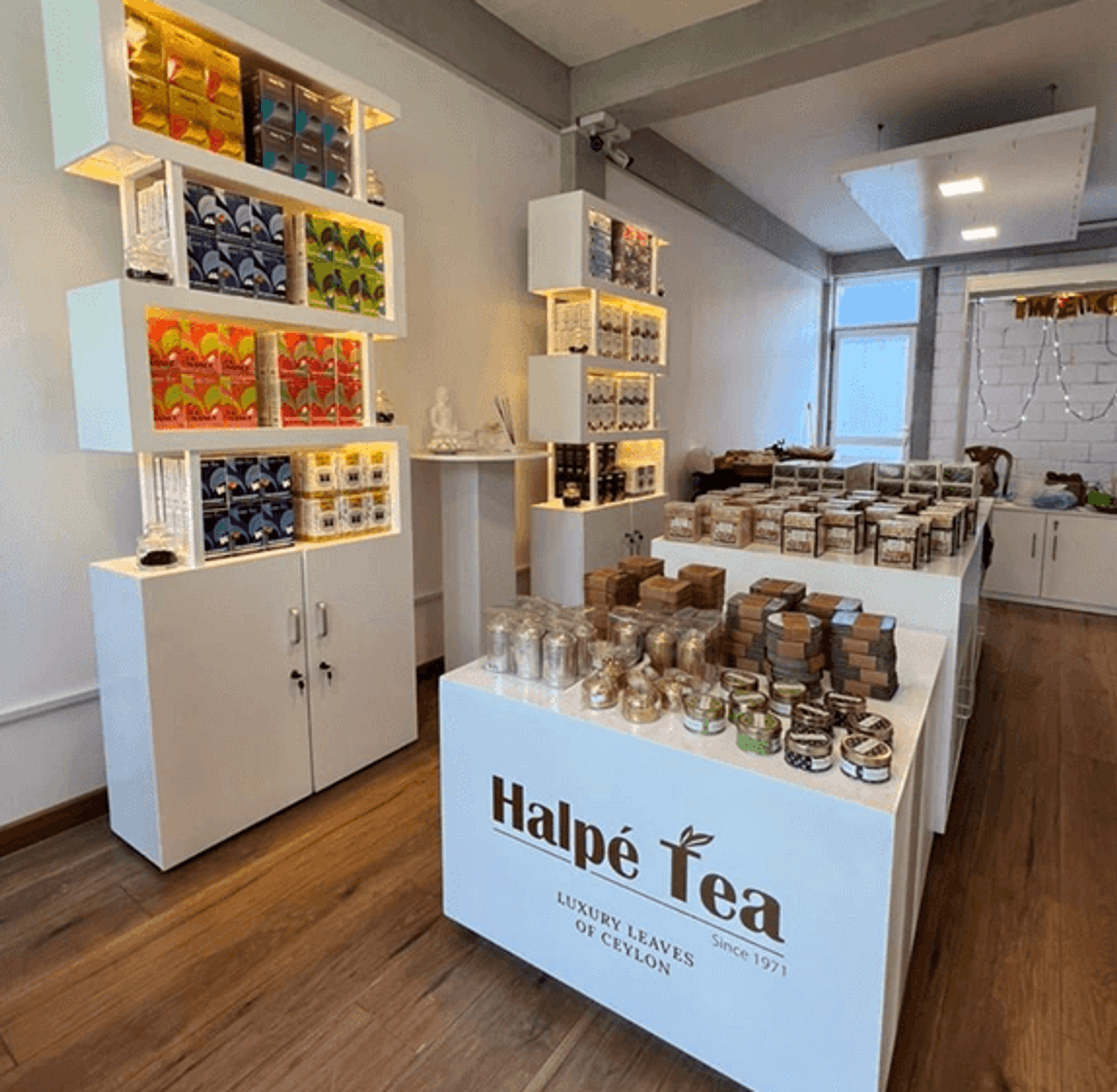 Ceylon tea supermarket interior displaying Halpe Tea